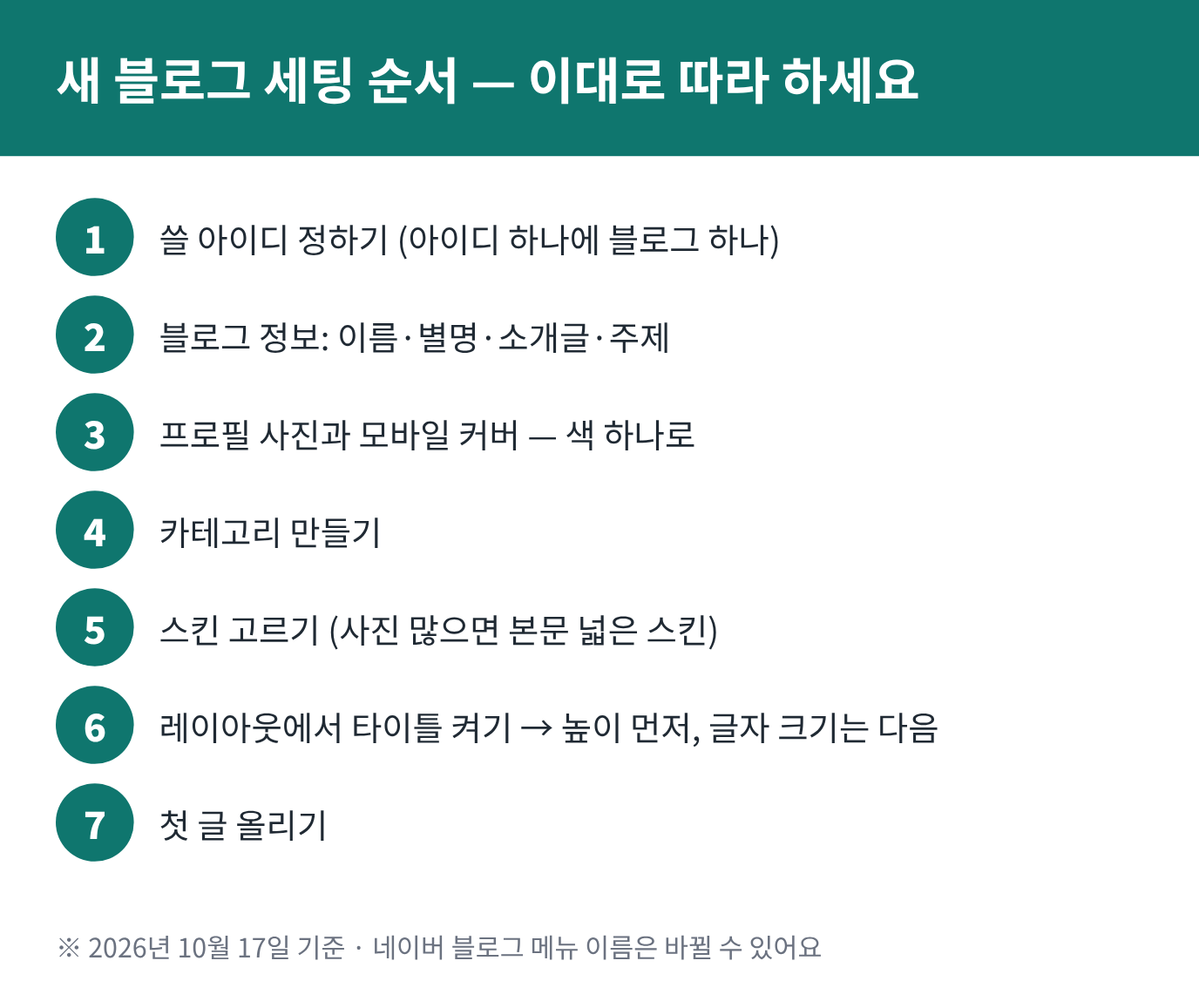 새 블로그 세팅 순서